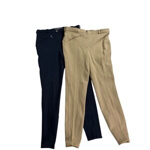Horze Womens Knee Patch Breeches Lot of 2 Navy‎ Safari Tan Riding Pants Size 28